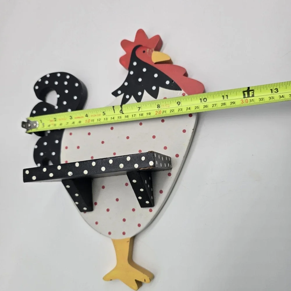 Kitchen Rooster Chicken Figurine Wooden Farmhouse Decor Shelf COTTAGE CORE